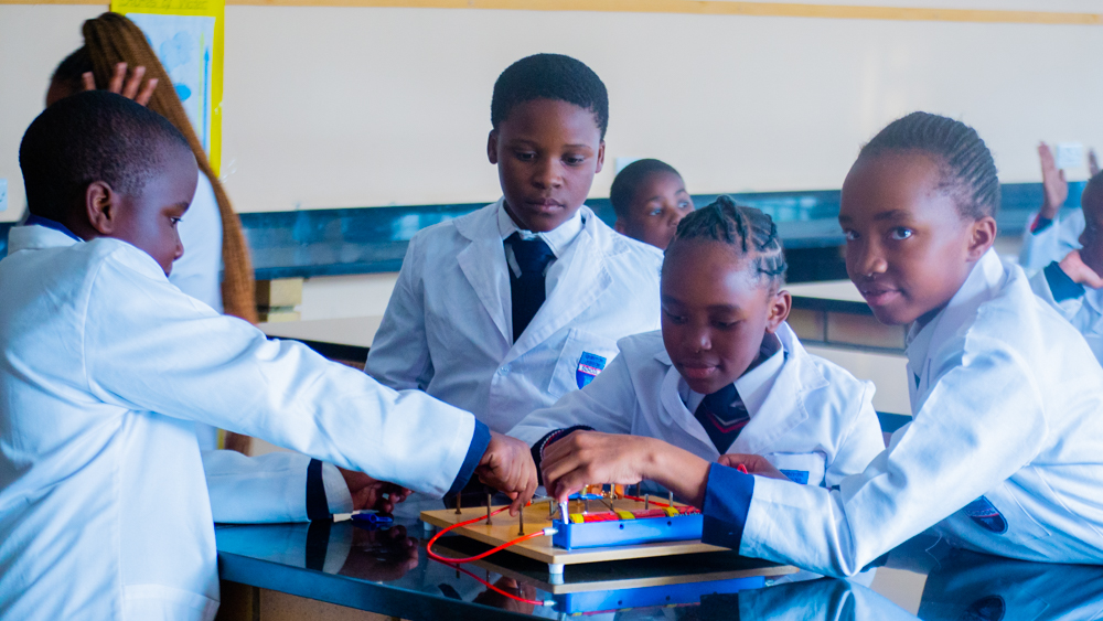 Students conducting a hands-on science experiment